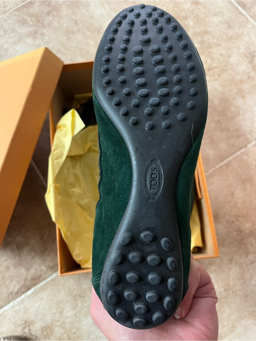 Tod's Dark Green Suede Bow Ballet Flats - Picture 3 of 3